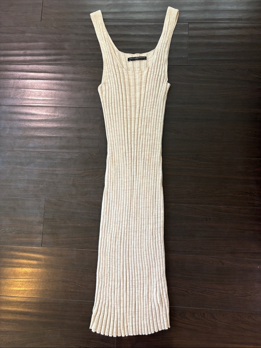 Peruvian Connection Ribbed Midi Dress 100% Cotton in Cream Size XL